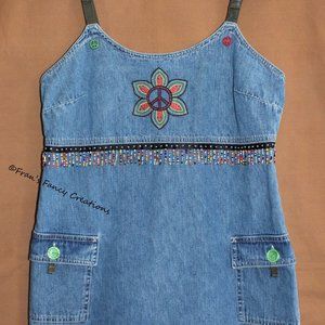 Upcycled Hand Embroidered Beaded Denim AEO Dress